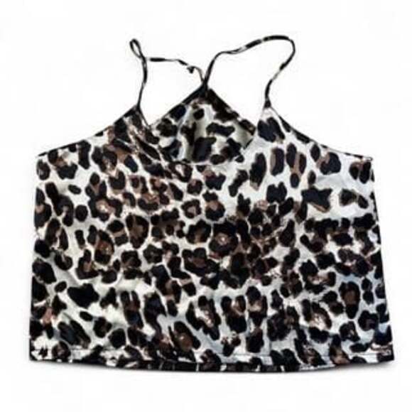 Leopard Print Satin Cami Top - Y2K Style - Size M - Picture 1 of 3